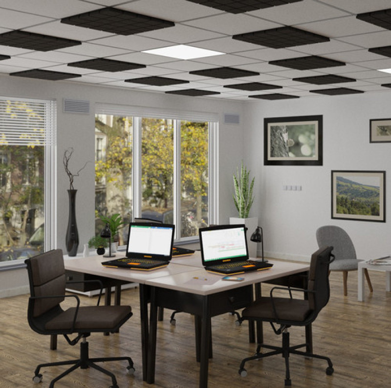 Акустическая плита для потолочных систем Ecosound Tetras Strong 50мм черный